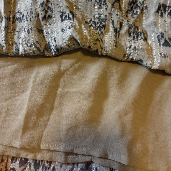 Zara khaki green and metallic fibre elastic waist long skirt NWT - Picture 5 of 10